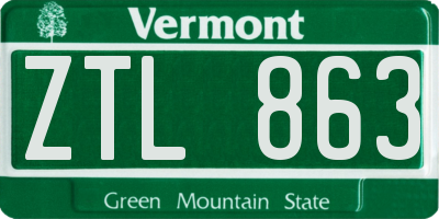 VT license plate ZTL863