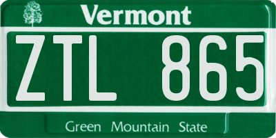 VT license plate ZTL865