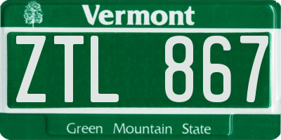 VT license plate ZTL867