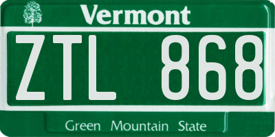 VT license plate ZTL868