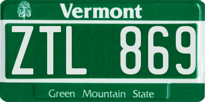 VT license plate ZTL869