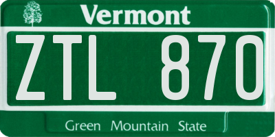 VT license plate ZTL870