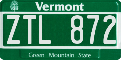 VT license plate ZTL872