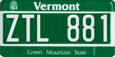 VT license plate ZTL881