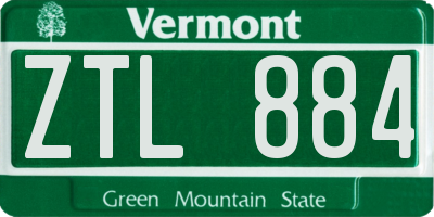 VT license plate ZTL884
