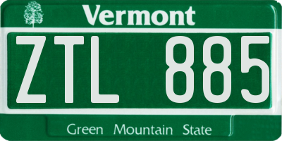 VT license plate ZTL885