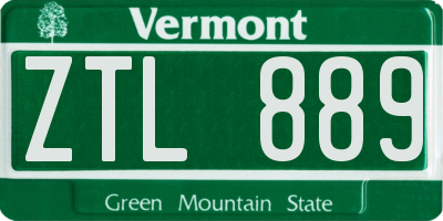 VT license plate ZTL889