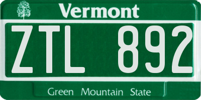 VT license plate ZTL892