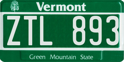 VT license plate ZTL893