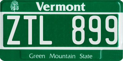 VT license plate ZTL899