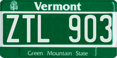 VT license plate ZTL903