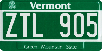 VT license plate ZTL905