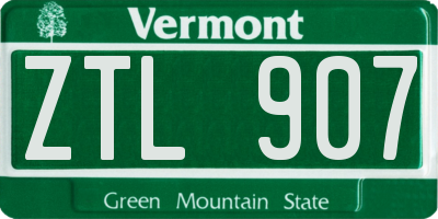 VT license plate ZTL907