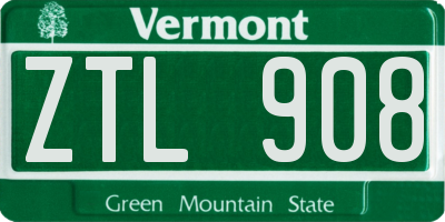 VT license plate ZTL908
