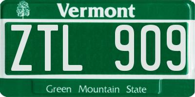 VT license plate ZTL909