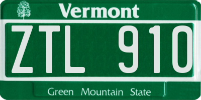 VT license plate ZTL910