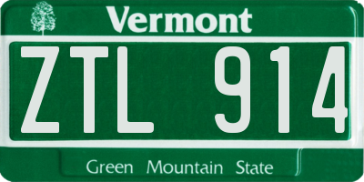 VT license plate ZTL914