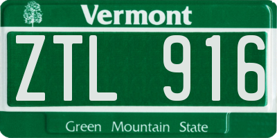VT license plate ZTL916