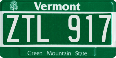 VT license plate ZTL917