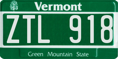 VT license plate ZTL918