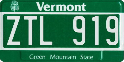 VT license plate ZTL919