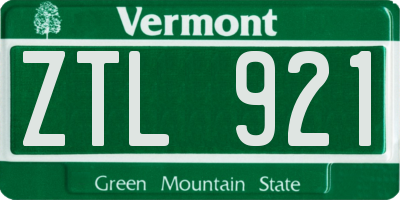 VT license plate ZTL921