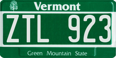 VT license plate ZTL923