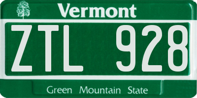 VT license plate ZTL928