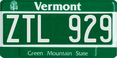 VT license plate ZTL929
