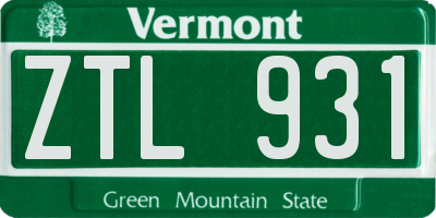 VT license plate ZTL931