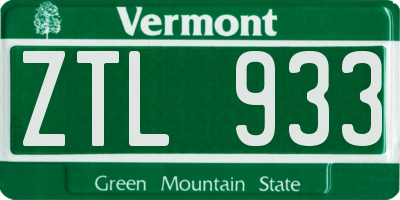 VT license plate ZTL933