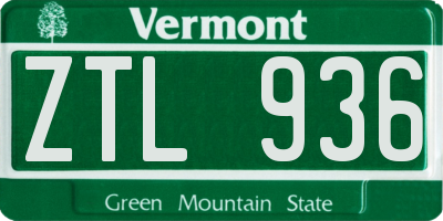 VT license plate ZTL936