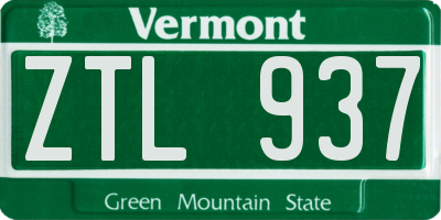VT license plate ZTL937