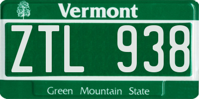 VT license plate ZTL938