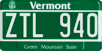 VT license plate ZTL940