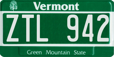 VT license plate ZTL942