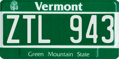 VT license plate ZTL943