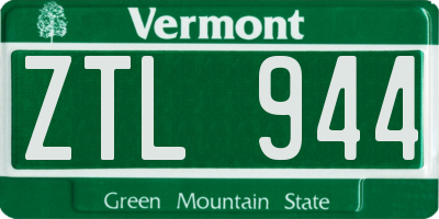 VT license plate ZTL944