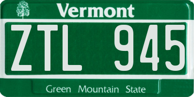 VT license plate ZTL945