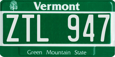 VT license plate ZTL947