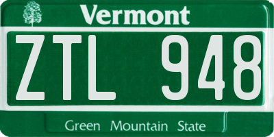 VT license plate ZTL948