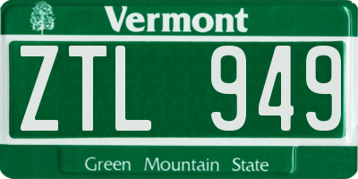 VT license plate ZTL949