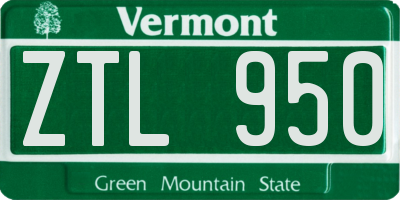 VT license plate ZTL950