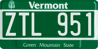 VT license plate ZTL951