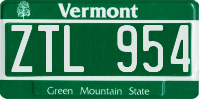 VT license plate ZTL954