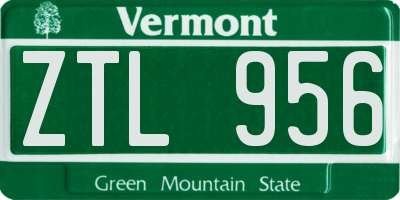 VT license plate ZTL956