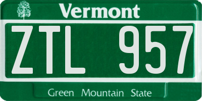 VT license plate ZTL957