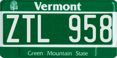 VT license plate ZTL958