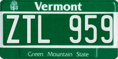 VT license plate ZTL959