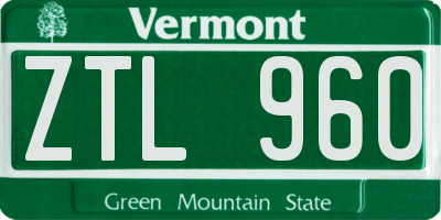 VT license plate ZTL960
